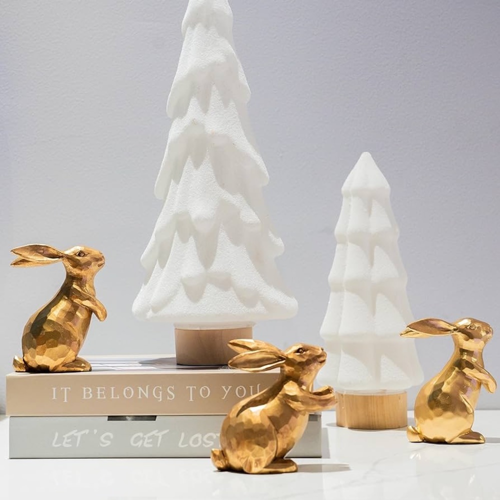 Vintage Gold Bunny Decor Rabbit Figurines, Small Easter BunnyFigurine - Picture 5 of 9